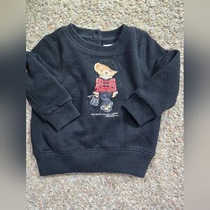 Polo Bear Black Graphic Fleece Cotton Blend Sweatshirt - Ralph Lauren 9 Months